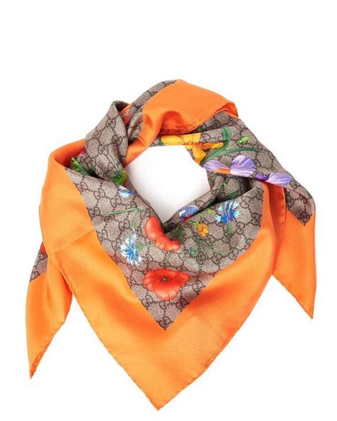 gucci orange scarf|Gucci scarf with flowers.